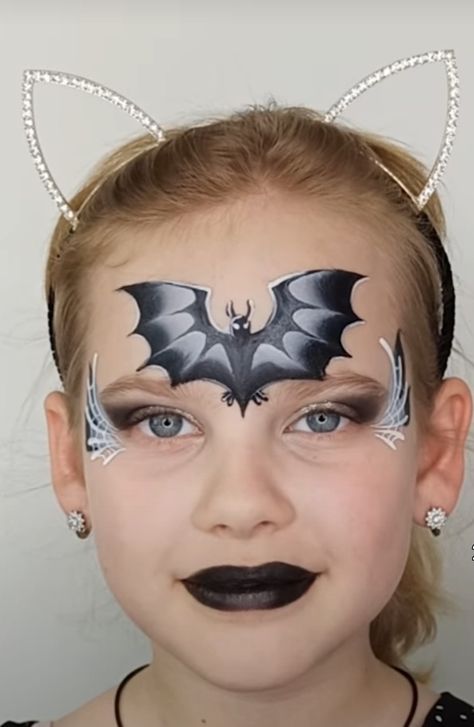 Kids Vampire Face Paint, Bat Face Paint, Vampire Face Paint, Disney Face Painting, Halloween Face Paint Designs, Easy Halloween Face Painting, Halloween Makeup For Kids, Animal Face Paintings, Festival Face Paint