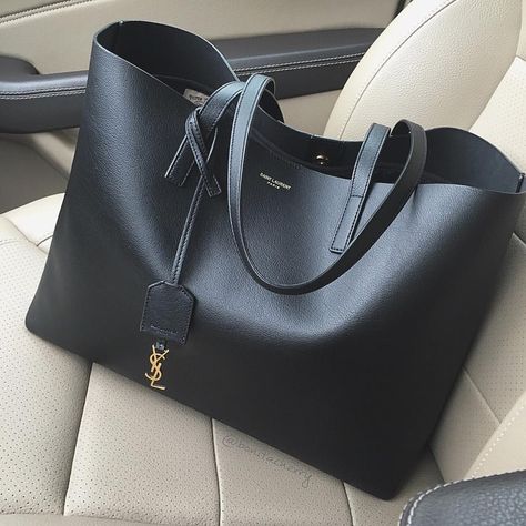 YSL Saint Laurent black leather tote Ysl Tote Bag, Ysl Tote, Uni Bag, Saint Laurent Tote, Desain Tote Bag, Tas Mini, My Style Bags, Sacs Design, Luxury Bags Collection