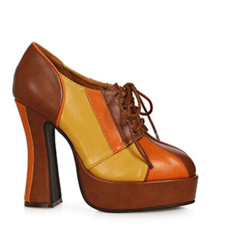 This is a listing for a new pair of 5" Brown Platform Retro Heels. These heels are made by Ellie Shoes and the style name is 557-Brenda.   Available sizes: US woman's sizes 6, 7, 8, 9, 10 Use the drop down menu above to select your size. If you need help converting your international shoe size, please refer to the manufacturer's shoe size conversion chart below. **Easy 30 Day Returns Manufacturer's International Shoe Size Conversion Chart  The shoe size conversion chart serves as a guide to help you determine the sizing equivalent of our products in different parts of the world. Please note that the actual sizing may differ slightly from the chart as the size conversions listed are APPROXIMATE - there is no universally accepted international conversion for shoe sizing; it may also vary sli 70s Platform Shoes, Halloween Costume Shoes, 1970s Shoes, Hippie Costume Halloween, Hippie Shoes, Retro Heels, Historical Shoes, Brady Bunch, Ellie Shoes