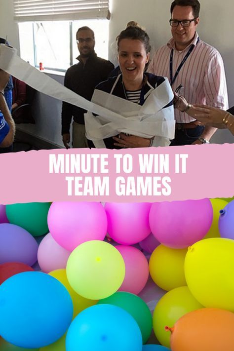 Minute to Win It Team Games {53+ IDEAS} To Compete In - Fun Party Pop Teacher Minute To Win It Games, Minute To Win It Games For School, Group Minute To Win It Games Team Building, Minute To Win It Games For Women, Funny Competitive Games, Minute To Win It Relay Games, Minute To Win It Games For Work, Minute To Win It Team Building, Teamwork Games For Adults