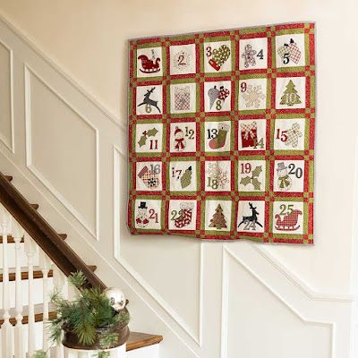 Quilt Advent Calendar, Advent Calendar Quilt, Quilted Advent Calendar, Advent Garland, Throw Quilt Pattern, Advent House, Advent Calendar Pattern, Calendar Quilts, Fabric Advent Calendar