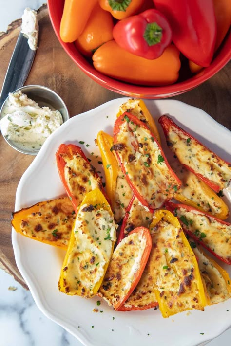 Air Fryer Stuffed Mini Peppers - CenterCutCook Stuffed Banana Peppers In Air Fryer, Stuffed Pepper Air Fryer, Air Fryer Mini Peppers, Boudin Stuffed Bell Peppers, Air Fry Stuffed Bell Peppers, Air Fryer Bell Peppers, Stuffed Mini Bell Peppers, Air Fryer Stuffed Peppers, Boursin Cheese Recipes