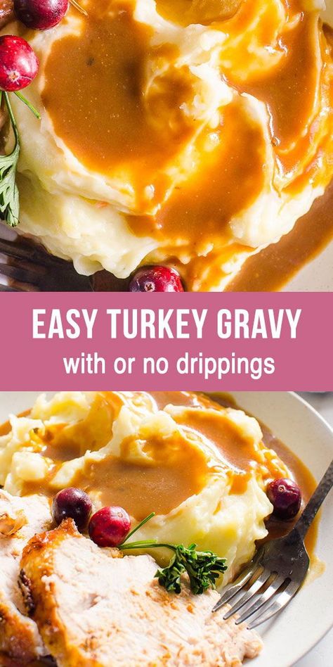 Easy Turkey Gravy Recipe, Turkey Gravy Without Drippings, Easy Turkey Gravy, Easy Homemade Gravy, Turkey Gravy Recipe Easy, Best Turkey Gravy, Turkey Gravy Easy, Turkey Gravy From Drippings, Homemade Turkey Gravy