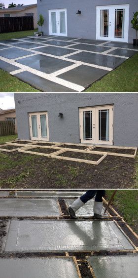 This is an easy and very cost-effective way to get the look of new kitchen cabinets. We have the step-by-step tutorial. Design Per Patio, Concrete Patios, Gravel Patio, Pergola Ideas, Concrete Pavers, Yard Project, Poured Concrete, Paver Patio, Concrete Patio