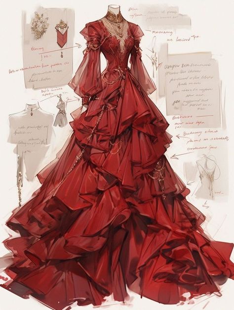 Female Rouge Outfit, Old Fashion Dresses, Fashion Drawing Dresses, Dress Design Sketches, Fashion Illustration Dresses, Dress Sketches, Dress Drawing, Fantasy Gowns, Fairytale Dress