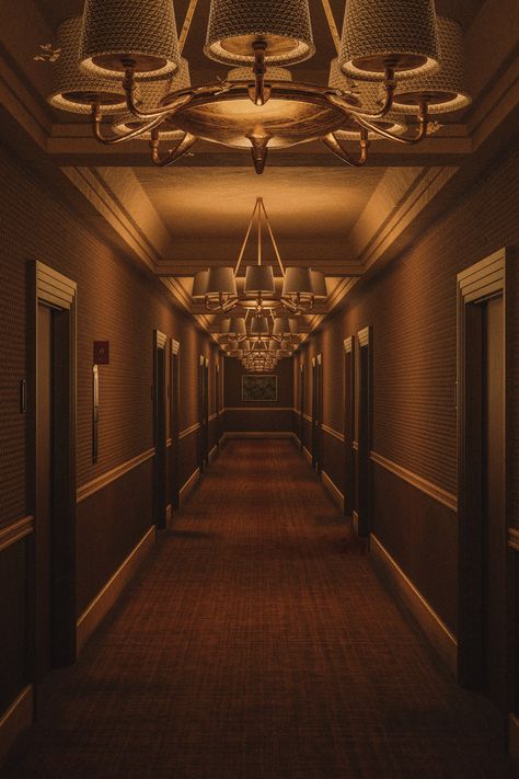 Haunted Hotel Aesthetic, Vintage Hotel Aesthetic, Artworks Aesthetic, Interior Hotel, Familia Madrigal, Hotel Corridor, Bg Design, Horror Stuff, Aesthetic Dark Academia