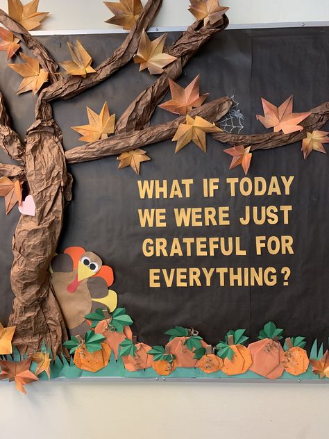 Thankful Board For Classroom, Harvest Display School, School Hallway Fall Decorations, November/december Bulletin Boards, Library Thanksgiving Bulletin Boards, Thanksgiving Hallway Decorations, Primrose School Bulletin Boards, Thanksgiving Board Ideas For School, Fall Staff Bulletin Board Ideas