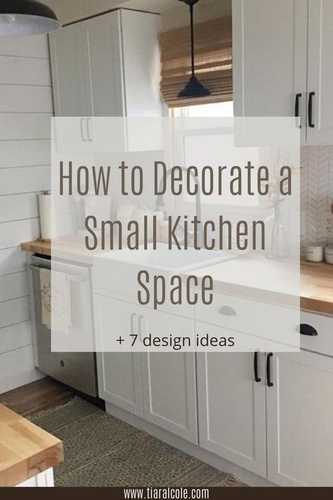 Add More Space To Kitchen, Small Kitchen Details, Simple White Kitchen Ideas Small, Small Kit Hen Decor Ideas, Decorating Small Kitchen Countertops, Apartment Size Kitchens, Kitchen Countertop Decor Ideas Small Spaces, Kitchen Ideas For Small Spaces On A Budget Simple, Small House Decorating Ideas Kitchen