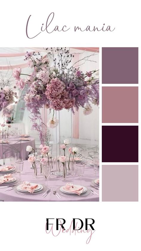 Color palette Lilac Wedding Colors, Lavender Wedding Colors, Bridal Shower Colors, Lavender Color Palette, Wedding Theme Color Schemes, Romantic Wedding Colors, Wedding Color Pallet, Wedding Colors Purple, Color Lavanda