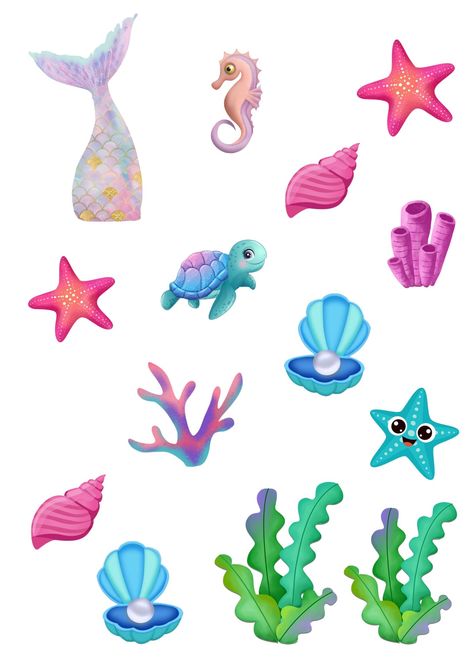 Ready to print in an A4 size photo paper. Mermaid Cake Topper Printable Free, Mermaid Tail Topper, Little Mermaid Cupcakes, Butterbean's Cafe, Cake Topper Printable, Mermaid Cupcakes, Mermaid Cake Topper, Gym Art, Mermaid Cakes