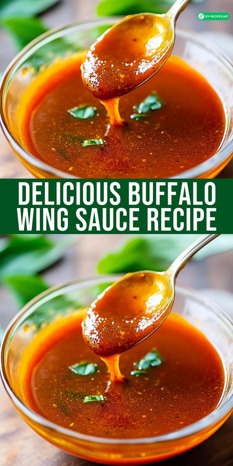 Make your wings pop with this delicious Buffalo wing sauce! A blend of hot sauce, butter, and honey with a hint of garlic and paprika. Wing Sauce Recipes Buffalo, Garlic Buffalo Wing Sauce, Homemade Hot Wing Sauce, Hot Wings Sauce Recipe, Wing Sauce Recipes Easy, Louisiana Hot Sauce Recipe, Homemade Hot Wings, Buffalo Wing Sauce Recipe, Hot Wing Sauce Recipe