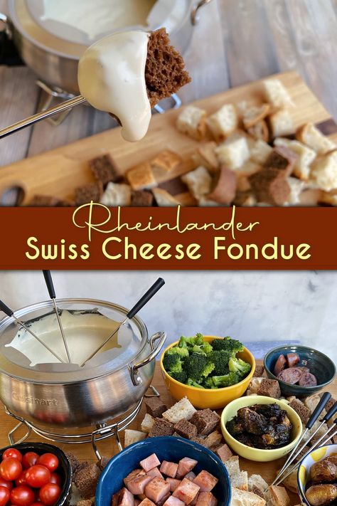 Shrimp Fondue Recipe, Crockpot Fondue, Christmas Fondue, Swiss Cheese Fondue Recipe, Cheese Fondue Dippers, Best Cheese Fondue, Easy Cheese Fondue, Hygge Food, Swiss Cheese Fondue