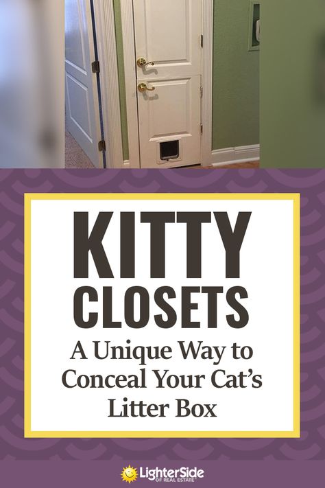 “Kitty Closets”: A Unique Way To Conceal Your Cat’s Litter Box Cat Litter Box In Closet, Where To Put Litter Box In House, Kitty Litter Box Ideas Small Spaces, Litter Closet, Cat Closet Ideas, Litter Furniture, Cat Closet, Cat Liter, Aesthetic Cat Names