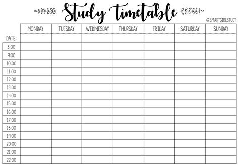 Studying Timetable, Gcse Revision Timetable, Revision Timetable Template, Study Timetable Template, Timetable Design, Timetable Ideas, Revision Timetable, Study Time Table, Study Schedule Template