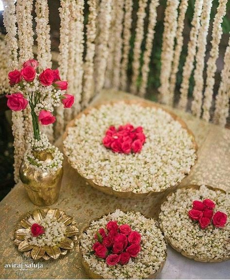 All the Coolest Ways You Can Use Mogra in Your Wedding Decor! Nikah Decor, Mehendi Decor Ideas, Diwali Decorations At Home, Mandap Decor, Desi Wedding Decor, Marriage Decoration, Mehndi Decor, Wedding Backdrop Decorations, Wedding Mandap