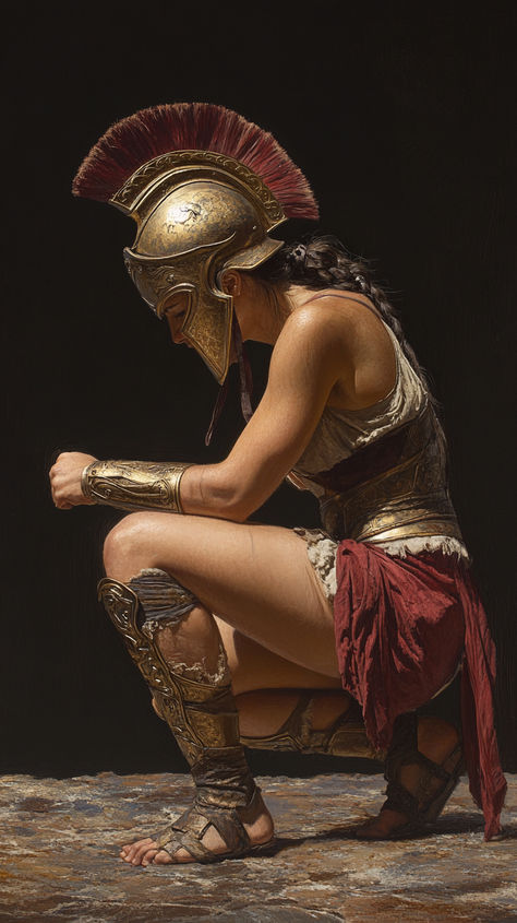 Gladiator Aesthetic Woman, Spartan Women Art, Amazon Greek Warrior Women, Queen Gorgo 300, Female Gladiator Tattoo, Female Gladiator Art, Female Hero Pose, Roman Female Warrior, Female Greek Warrior