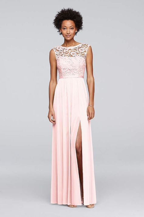 Find the perfect bridesmaid dresses at David's Bridal. Our bridesmaid dresses include all styles & colors, such as purple, gold, red & lace. Shop now! Long Mesh Skirt, Wine Bridesmaid Dresses, Davids Bridal Bridesmaid Dresses, Bridesmaid Dresses Long Chiffon, Lace Bridesmaid Dress, Bridesmaid Inspiration, Bridesmaid Dressing Gowns, Yellow Bridesmaids, Lace Bridesmaids