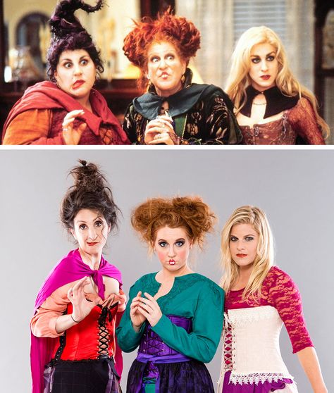 DIY This Hocus Pocus Costumes for Your Main Witches via Brit + Co Work Costumes, Hocus Pocus Halloween Costumes, Hocus Pocus Costume, Hocus Pocus Witches, The Sanderson Sisters, Girl Group Costume, Hocus Pocus Halloween, Halloween Things, Running Costumes