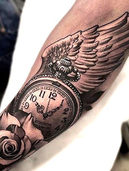 Wing Tattoo On Hand For Men, Angel Wing Tattoos Men, Angel Wings Half Sleeve Tattoo, Money Rose Hand Tattoo Men, Tattoo Wings Men, Angel Wing Tattoo Men, Tattoo Ideas For Men Sleeve Angel, Rip Mum Tattoo Ideas, Mens Memorial Tattoos