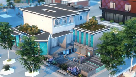 QUARTZ ART GALLERY Sims 4 Art Gallery Lot, Sims 4 Arts Center, Sims 4 Art Gallery, Sims 4 Art, San Myshuno, Build Inspiration, Sims Houses, Sims 4 Builds, Maxis Match Cc