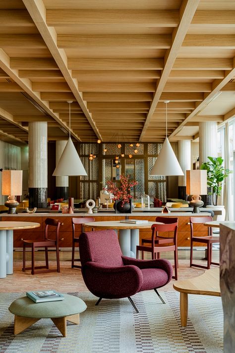 Modern Lobby, Lobby Design, Modern Hotel, Hotel Interiors, Commercial Interior Design, Hospitality Design, Hotel Design, Mid Century Modern Furniture, Hotels Design