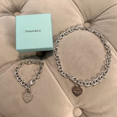 Authentic Return to Tiffany & Co heart tag Necklace and bracelet Tiffany And Co Chunky Necklace, Tiffany Heart Tag Bracelet, Please Return To Tiffany Bracelet, Tiffany Chain Bracelet, Tiffany Heart Toggle Necklace, Tiffany Return To Tiffany Necklace, Tiffany Chain Necklace, Tifanny And Co Bracelet, Tiffney And Co Jewelry