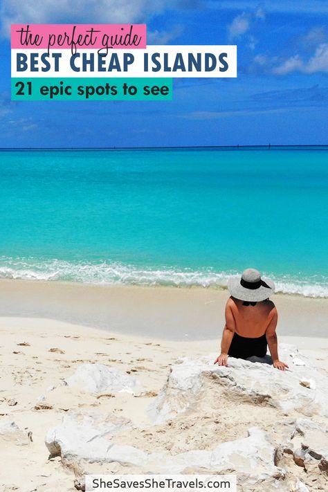 Looking for a beautiful island vacation for cheap? This list of 21 stunning island destinations are unbelievably cheap! Each island is bucket list worthy, too! Includes destinations from the Caribbean to Asia, USA islands and more. | Island Vacation | Cheap Vacation Ideas | Cheap Travel Destinations | Caribbean Islands | Bucket List Beaches Cheapest Carribean Vacations, Vacation Ideas On A Budget, Best Carribean Islands To Visit, Affordable Tropical Vacations, Cheap Island Vacations, Affordable Vacation Destinations, Cheap Vacation Ideas, Cheap Caribbean Vacations, Affordable Beach Vacations