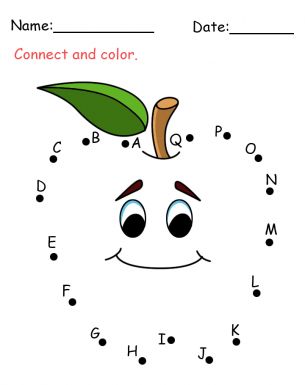 Apple Connect The Dot Activity! Make this for a quite book. Use felt for the apple shapes and stitch on yarn at the #1 long enough to use to connect the dots. Aktiviti Prasekolah, Kertas Kerja Prasekolah, Nursery Worksheets, Kindergarten Phonics Worksheets, English Worksheets For Kindergarten, Alphabet Worksheets Kindergarten, Dot Worksheets, Preschool Tracing, Kids Worksheets Preschool