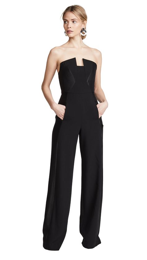 Structured Fashion, Boned Bodice, Wedding Jumpsuit, Black Halo, New Years Eve Outfits, Strapless Jumpsuit, Classy Casual Outfits, Red Jumpsuit, Classy Casual