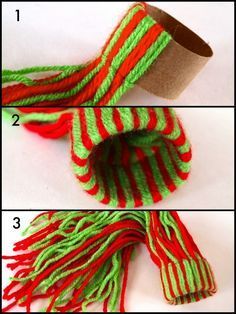 Toilet Paper Rolls Craft, Juleverksted For Barn, Christmas Toilet Paper, Easy Christmas Ornaments, Toilet Paper Crafts, Christmas Yarn, Yarn Hats, Toilet Paper Rolls, Homemade Ornaments