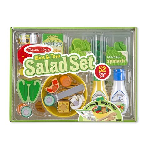 Toss Salad, Salad Dressing Bottles, Play Food Set, Felt Play Food, Kids Pretend Play, Tossed Salad, Melissa And Doug, Toy Food, Pretend Play Toys