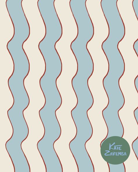 Trimmings is a collection of designs inspired by a passion for a scalloped edge, a love of butter, and Kate's time in England over the Summer. This collection has been created by Kate in collaboration with House Friends Studio. Wiggle is a hand drawn design that comes in some of my favorite new color combinations. I love creating variations on traditional style wallpaper patterns like this trippy playful stripe. All wallpaper is printed on FSC certified paper and can last up to 20 years if insta English Pattern Design, All Over Print Design Patterns, Stripe Color Combinations, Strip Pattern Design, Holly Wallpaper, Summer Pattern Design, Textile Design Pattern, Pattern Combinations, European Pattern