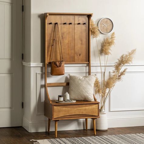 Hall Tree Bench, Wooden Hooks, Tree Coat Rack, Oak Door, Walker Edison Furniture, Green Products, Shoe Storage Shelf, Wood Ladder, Walker Edison