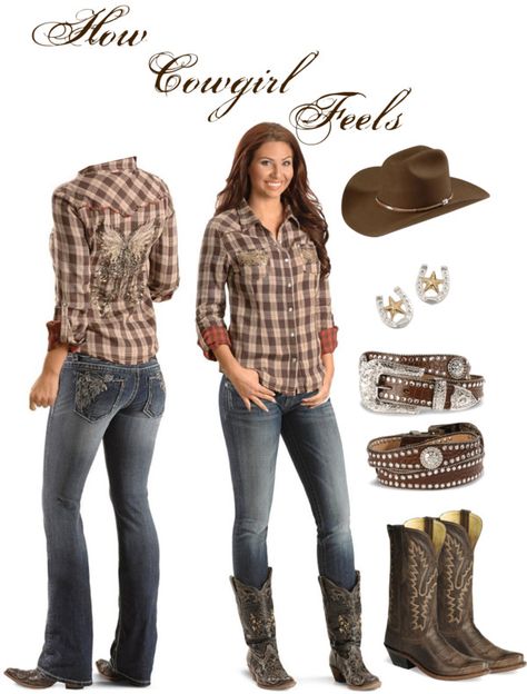 "How "Cowgirl" Feels" by cj98girl on Polyvore Cowboy Boots And Jeans, Mode Country, Estilo Cowgirl, Trajes Country, Outfit Western, Boots And Jeans, Cute Cowgirl Outfits, Cowgirl Style Outfits, Cowgirl Outfit