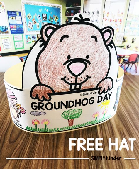 Groundhog Day is such a fun day for kindergarten, preschool, and frist grades. We want to help you celebrate with this fun and  Free Groundhog Day hat! Ground Hog Day Crafts, Kindergarten Groundhog Day, Groundhog Activities, Preschool Groundhog, Silly Holidays, Kindergarten February, Groundhog Day Activities, February Crafts, Winter Classroom