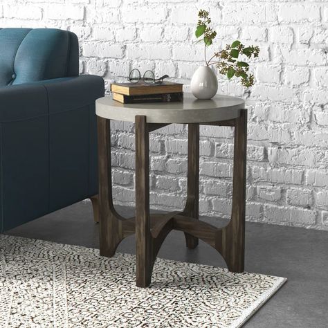 Steelside™ Corrin End Table & Reviews - Wayfair Canada Grey Leather Couch, Transitional End Tables, Round Living Room, End Table Wood, Round End Tables, Tall End Tables, Living Room Update, Accent Side Table, Teal Area Rug