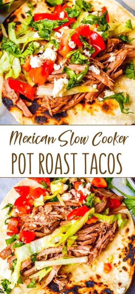 Chuck Roast Enchiladas Crock Pot, Pot Roast Burritos, Chuck Roast Crock Pot Tacos, Mexican Pot Roast Tacos, Mexican Style Pot Roast, Roast Beef Crock Pot Recipes Mexican, Slow Cooker Chuck Roast Tacos, Spicy Pot Roast Slow Cooker, Beef Roast Crockpot Recipes Mexican