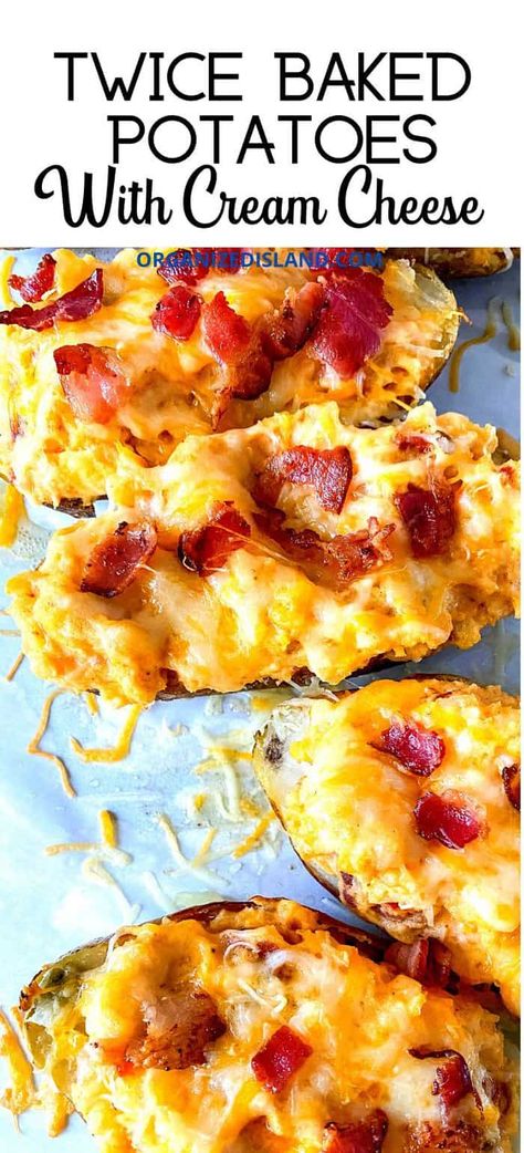 Recipe For Twice Baked Potatoes, Potatoes With Cream Cheese, Easy Twice Baked Potatoes, Baked Sweet Potato Casserole, Best Twice Baked Potatoes, Baked Potato With Cheese, Velveeta Recipes, Cream Cheese Potatoes, Flexitarian Recipes