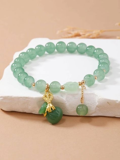 1pc Fashion Money Bag Charm Beaded Bracelet For Women For Daily Decoration | SHEIN USA Mint Green Bracelet, Mint Green Jewelry, Mint Bag, Charm Beaded Bracelet, Rainbow High, Crystal Beads Bracelet, Glass Beaded Bracelets, Bead Charm Bracelet, Watches Women Fashion