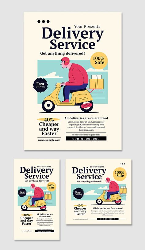 Food Delivery Service Flyer + Instagram Post and Story Templates PSD, AI Service Advertisement Poster, Online Ads Design, Delivery Instagram Post, Emailer Design Inspiration, Home Delivery Poster, Free Delivery Poster, Story Ads Design, Delivery Poster Design, Food Delivery Poster