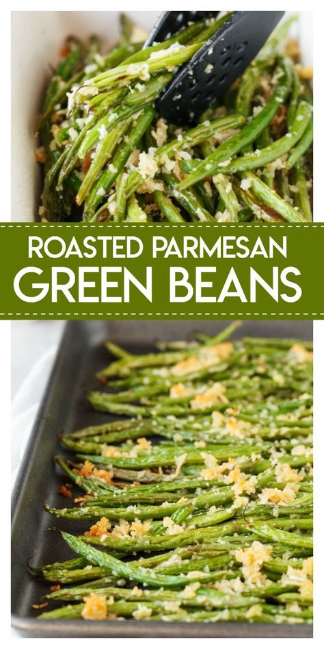 Roasted Parmesan Green Beans, فاصوليا خضراء, Parmesan Green Beans, Makanan Diet, Fresh Green Beans, Green Bean Recipes, Panko Bread Crumbs, Dinner Sides, Veggie Side Dishes