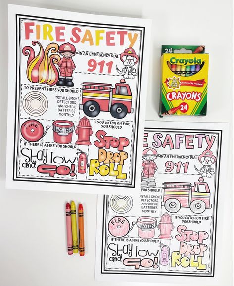 Kitchen Fire Safety Poster, Fire Safety Poster Drawing, Fire Prevention Poster, Safety Coloring Pages, Fire Safety Worksheets, Safety Worksheets, Fire Safety Free, Fire Safety Poster, Fire Safety For Kids