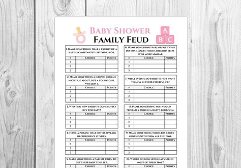 Baby Shower Family Feud, Small Halloween Party, Friendsgiving Games, Family Feud Game, Printable Christmas Games, Pamper Party, Bee Baby, Game Party, Shower Inspiration