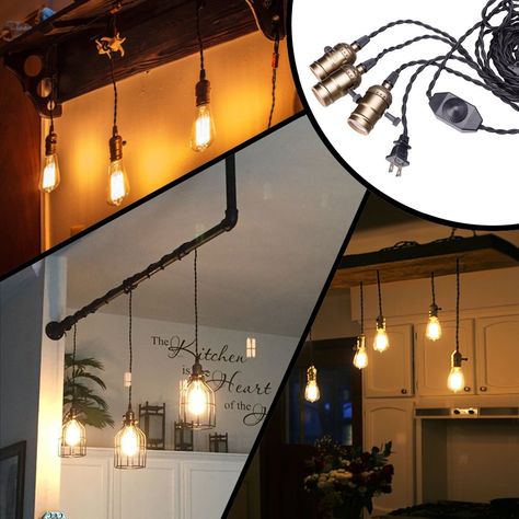 Mcm Basement, Apartment Lights, Plug In Hanging Light, Diy Pendant Lamp, Pendant Light Cord, Pendant Light Kit, Plug In Pendant Light, Industrial Light, Unique Light Fixtures