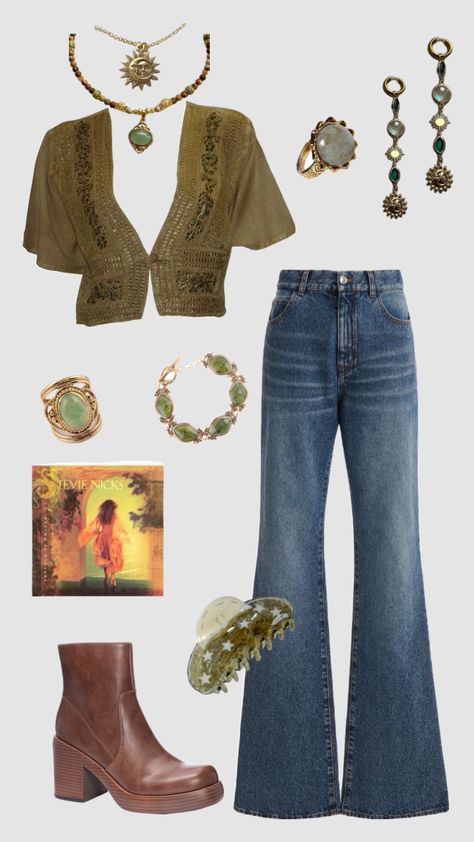 Hippie outfit #hippie #boho Fall Outfits With Jeans, Outfit Hippie, 70s Inspired Outfits, Estilo Hippie Chic, Outfits With Jeans, Estilo Indie, 70s Inspired Fashion, 70s Outfits, Earthy Outfits