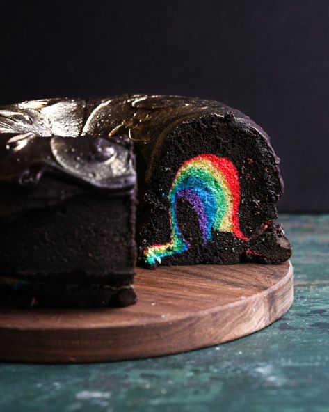 Chocolate Rainbow Cake, Recipes Buttermilk, Rainbow Cake Recipe, Sour Cream Pound Cake, Cake Mug, Cream Cheese Buttercream, Refined Coconut Oil, Chocolate Bundt Cake, Chocolate Cream Cheese