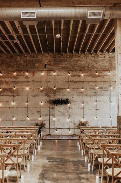 Deck Wedding, Industrial Wedding Decor, Wedding Space, Lighting Wedding, Wedding Altar, Industrial Chic Wedding, Industrial Wedding Venues, Warehouse Wedding, Wedding Altars