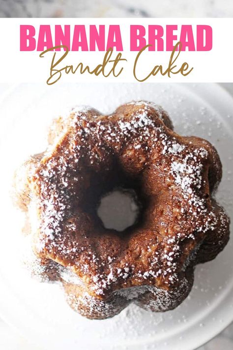 This Bundt Cake Banana Bread is soft and flavorful. Use up those overripe bananas in this simple, classic recipe that's easy and delicious! #banana #bananabread #supermoist Cake Banana Bread, Banana Bundt Cake, Banana Bundt, Cake Banana, Cake Bread, Bundt Cake Pan, Overripe Bananas, Bundt Cakes Recipes, Banana Bread Recipe