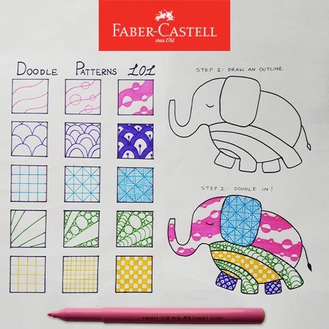 Use Faber-Castell connector pens to doodle in colour & #ConnectWithCreativity. Faber Castell Connector Pens Art, Connector Pen Art, Basic Sketches, Homeschool Art, 5 To 7, Pen Art, Doodle Patterns, Faber Castell, Basic Colors