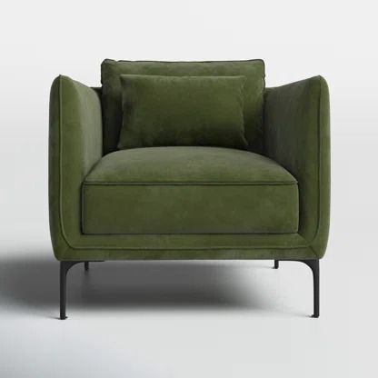 AllModern | Wayfair Green Velvet Armchair, Decor Shopping, Office Lounge, Upholstered Armchair, Bedroom Bench, Living Room Collections, Modern Armchair, Velvet Armchair, Upholstered Arm Chair